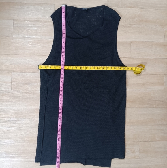 SOLD Eileen Fisher Woman Sz 3X Black Italian Wool Waterfall Open Front Vest - Picture 5 of 6